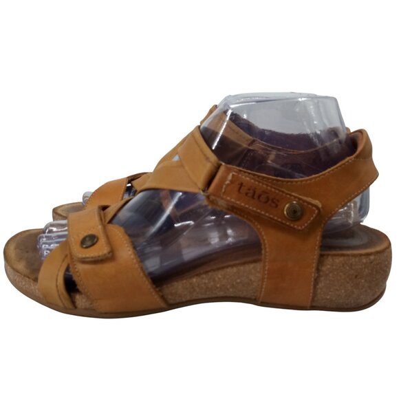 Taos Universal Beige Leather Comfort Wedge Sandals Size 40 US 9-9.5 Adjustable - Picture 5 of 15